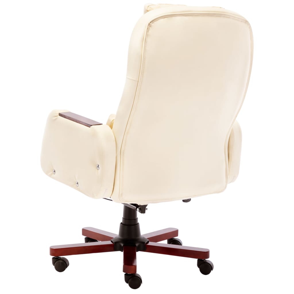 Chaise de bureau en cuir artificiel couleur crème