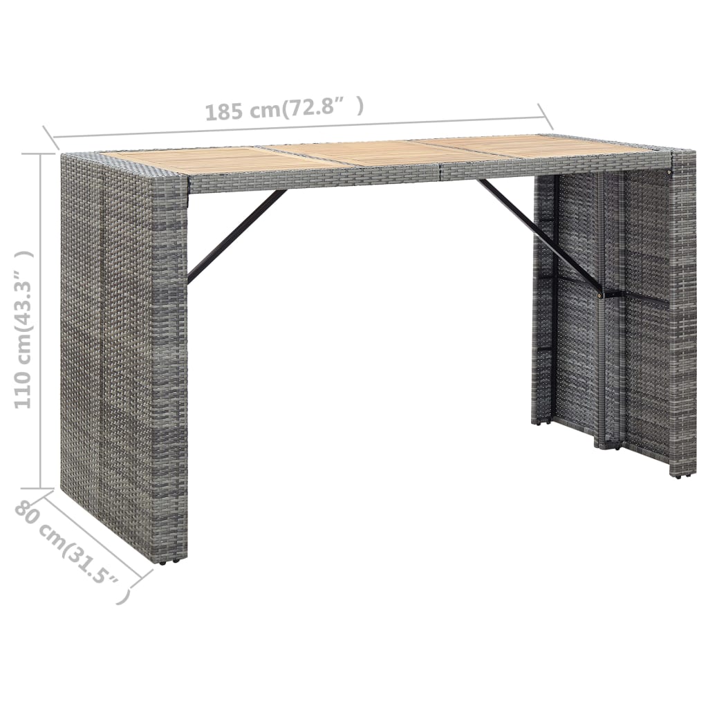 7-delige Tuinbarset met kussens poly rattan