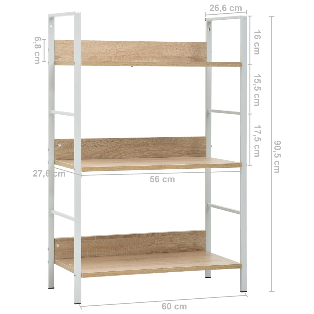 Boekenkast 4 schappen 60x27,6x124,5 cm bewerkt hout eikenkleur