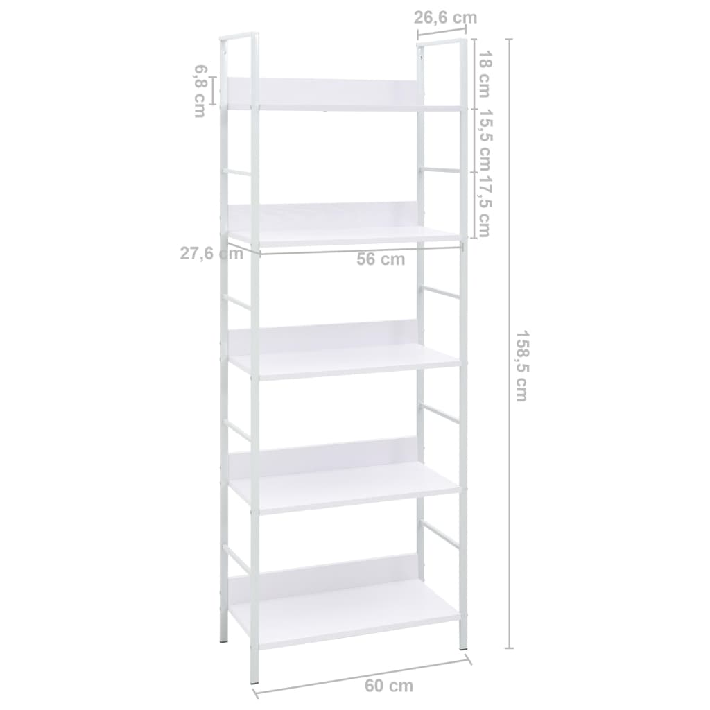 Bibliothèque 4 étagères 60x27,6x124,5 cm bois fini couleur chêne