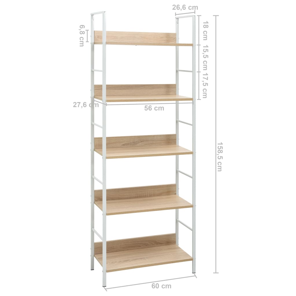 Bibliothèque 4 étagères 60x27,6x124,5 cm bois fini couleur chêne