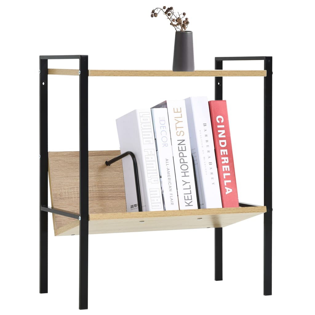 Boekenkast met 2 schappen 52x28x59 cm bewerkt hout zwart