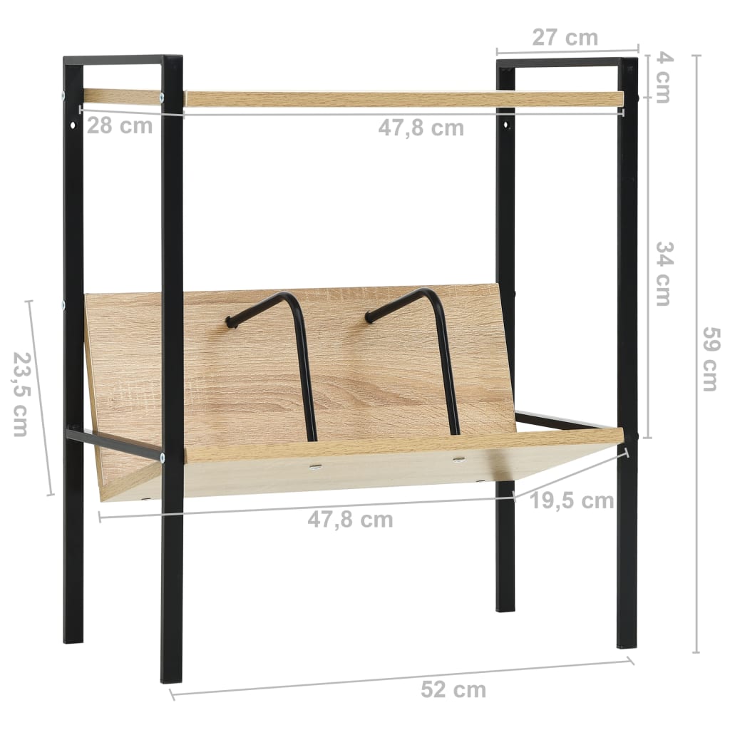 Boekenkast met 2 schappen 52x28x59 cm bewerkt hout