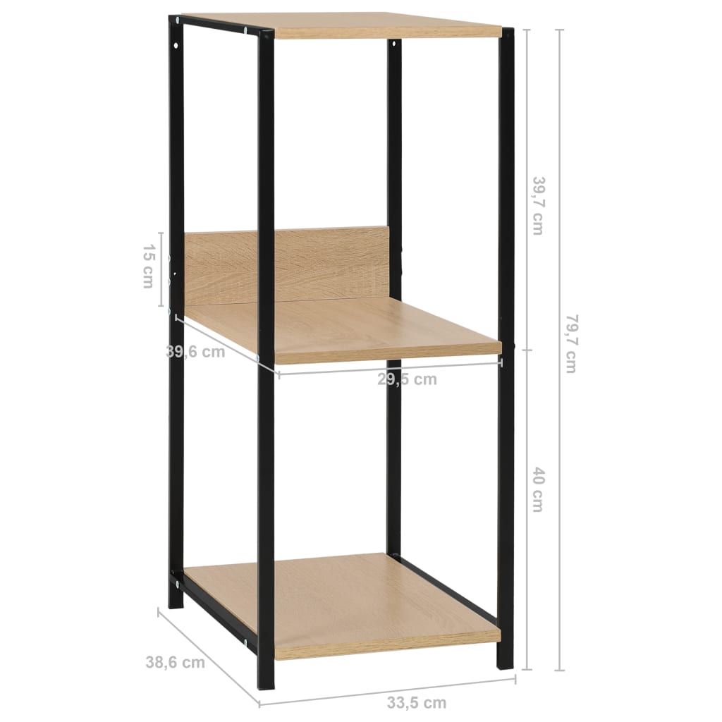 Boekenkast 33,5x39,6x79,7 cm bewerkt hout zwart en eikenkleurig