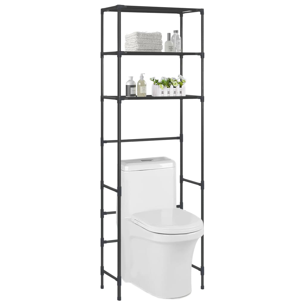 Opbergrek voor boven toilet 3-laags 53x28x169 cm zilverkleurig