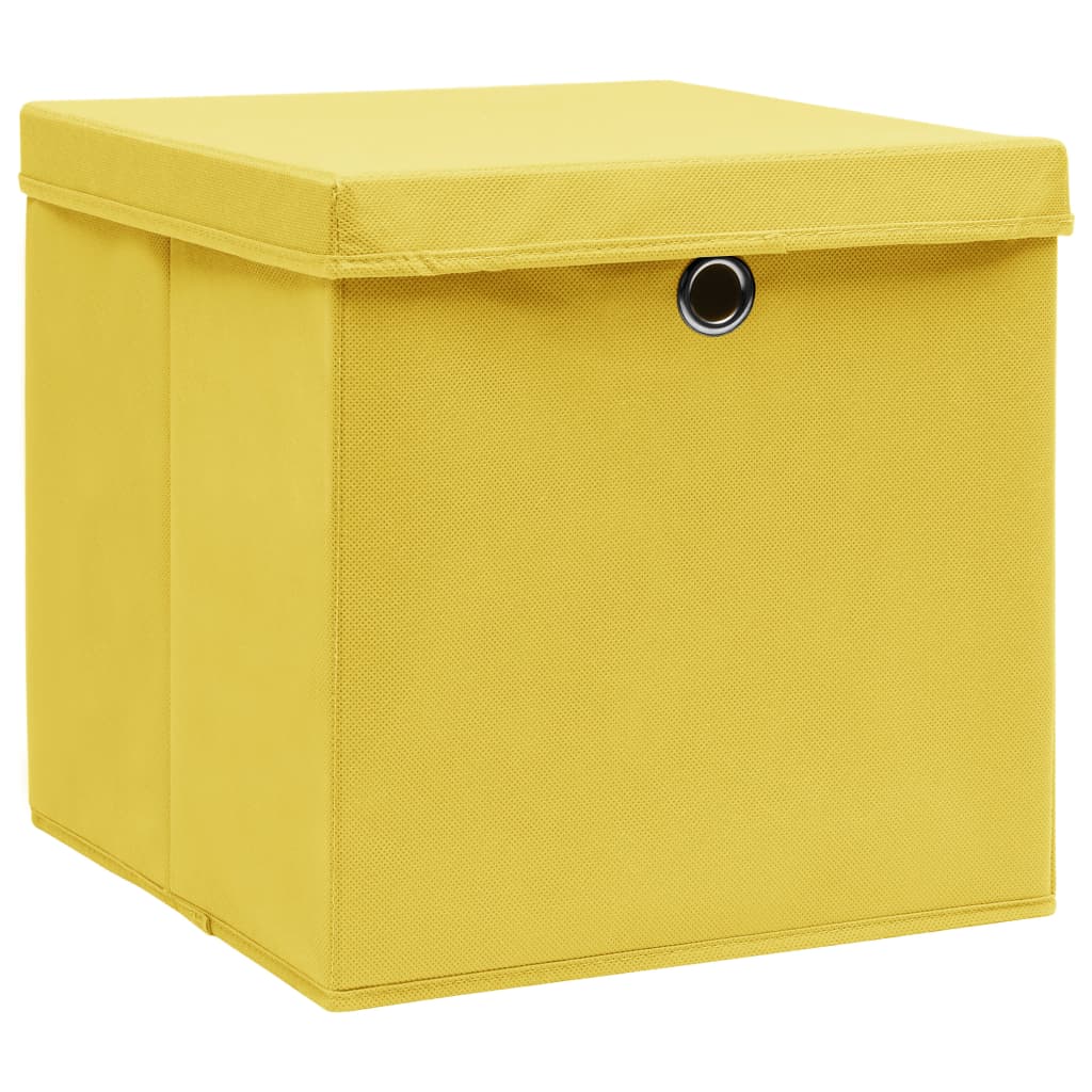 Opbergboxen deksel 4 st 32x32x32 cm stof