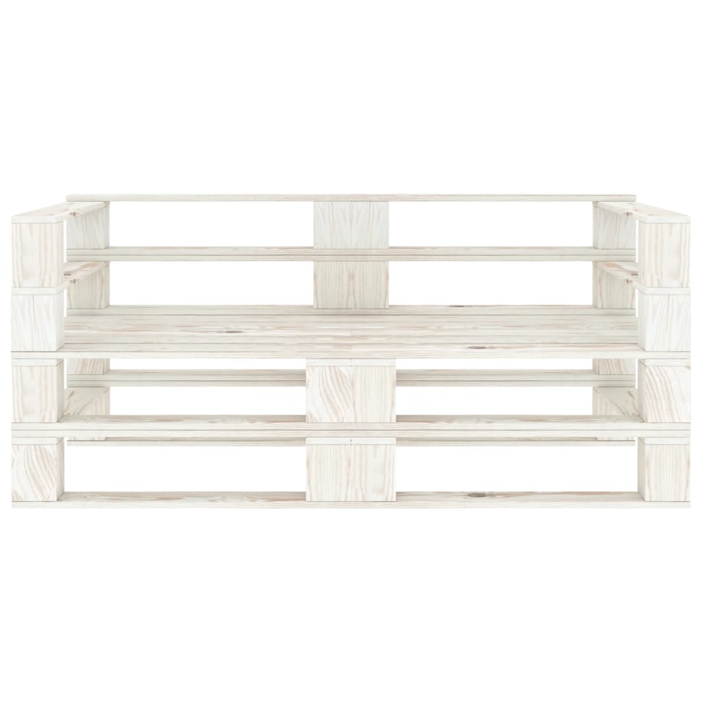 Banc de jardin 2 places avec coussins taupe, bois de palette