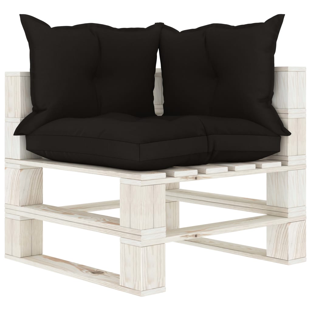 Banc de jardin 2 places avec coussins taupe, bois de palette