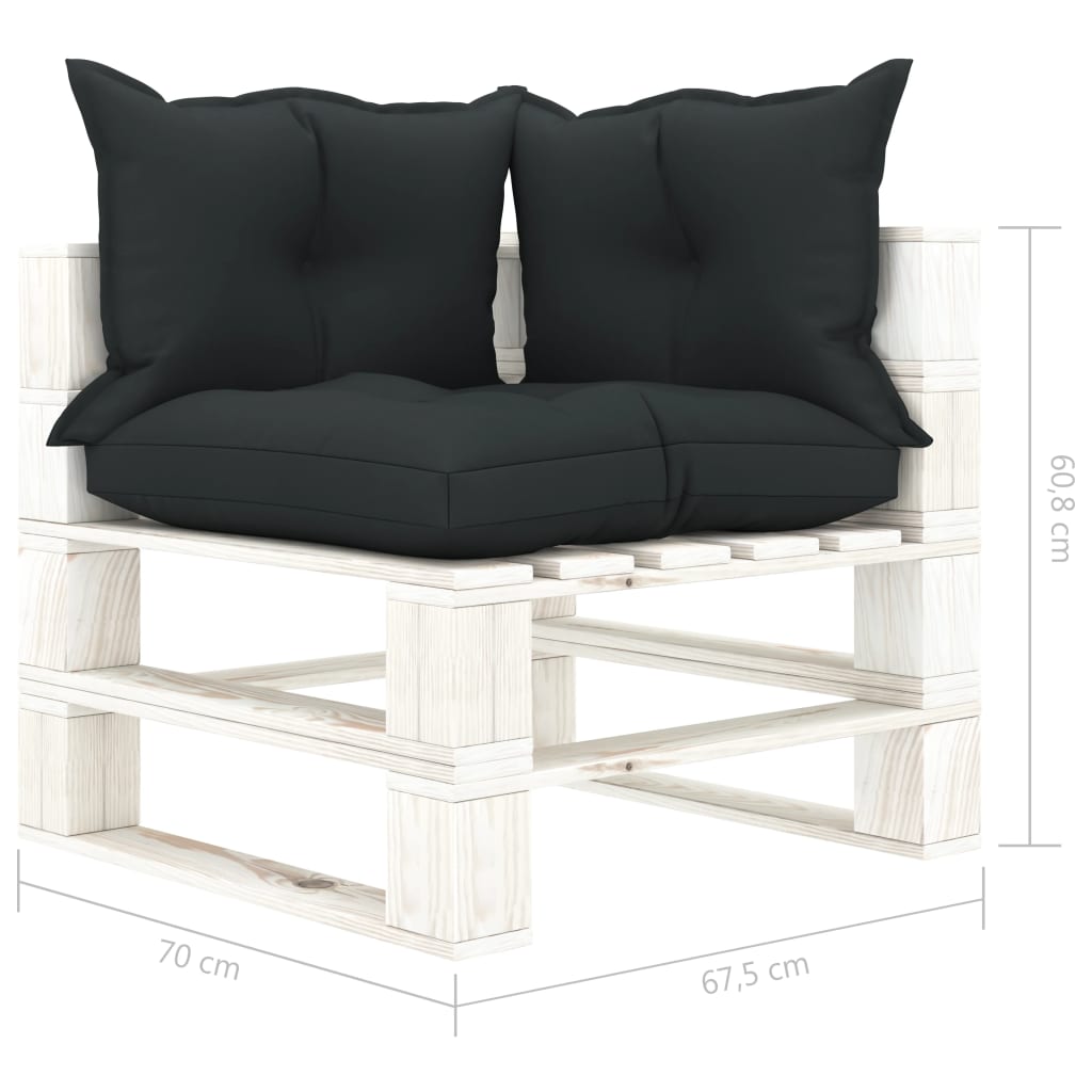 Banc de jardin 2 places avec coussins taupe, bois de palette