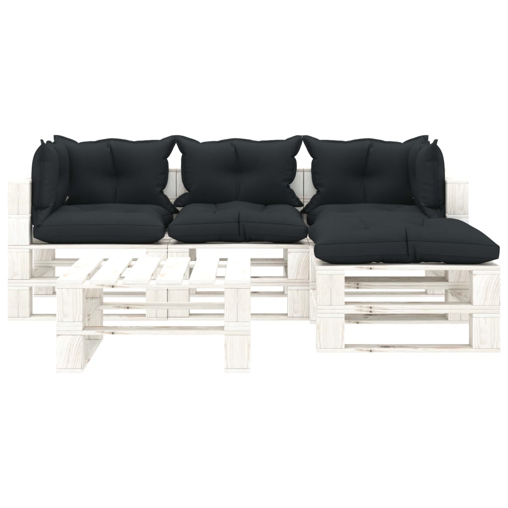 5-delige Loungeset pallet hout wit