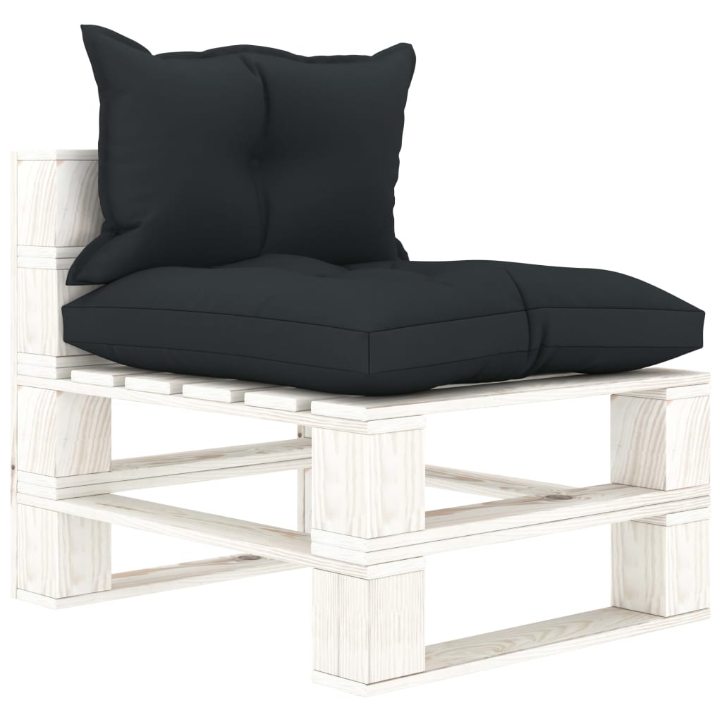 5-delige Loungeset met antracietkleurige kussens pallet hout