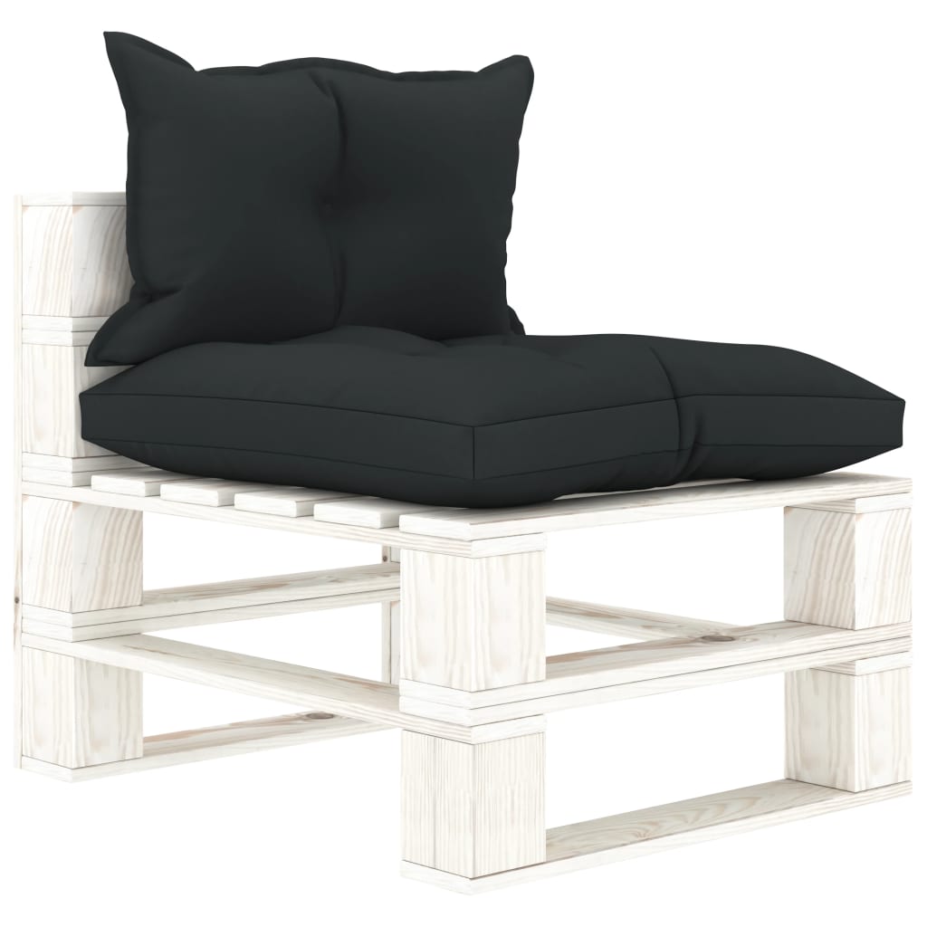 6-delige Loungeset met antracietkleurige kussens pallet hout