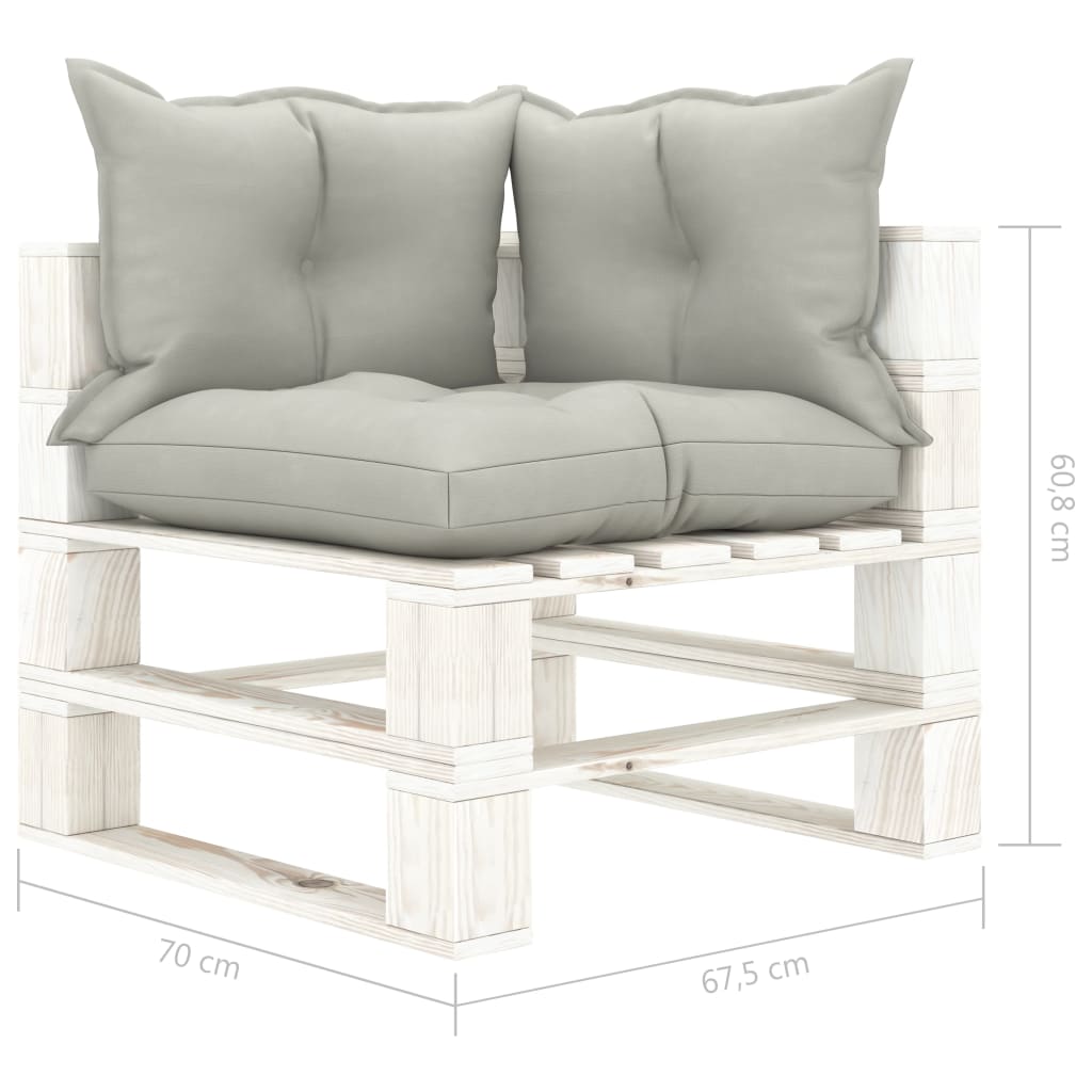 Banc de jardin 2 places avec coussins taupe, bois de palette