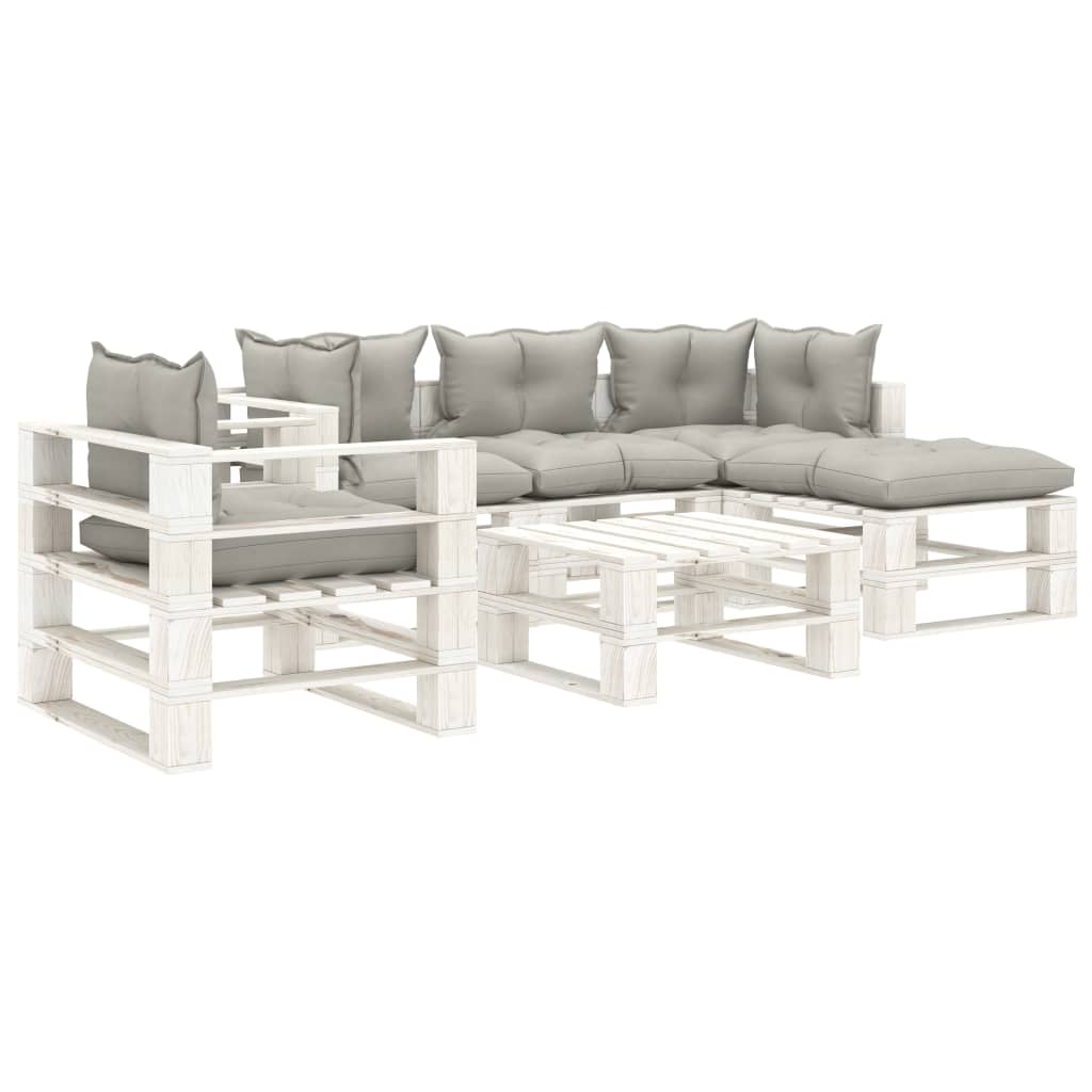 6-delige Loungeset met kussens pallet hout