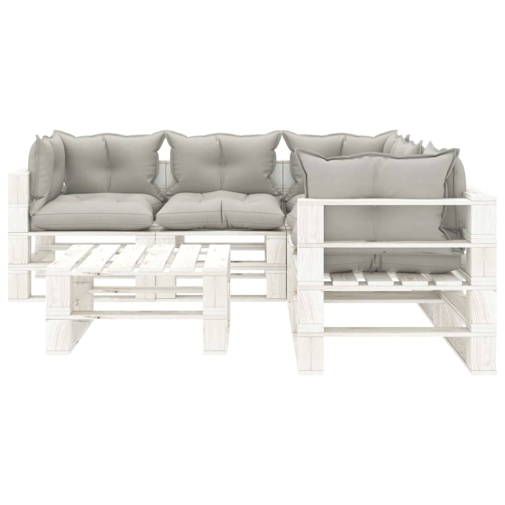 6-delige Loungeset met antracietkleurige kussens pallet hout