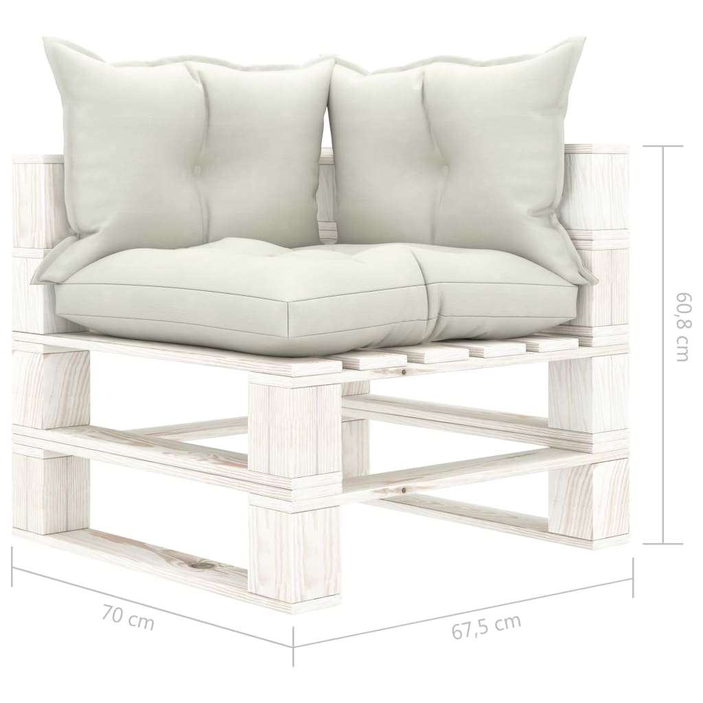 Banc de jardin 2 places avec coussins taupe, bois de palette