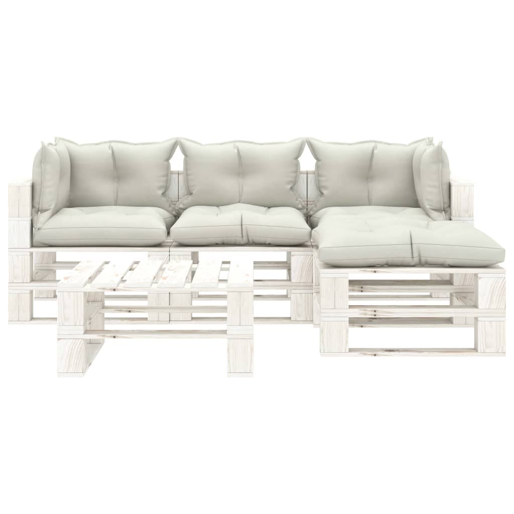 5-delige Loungeset pallet hout wit