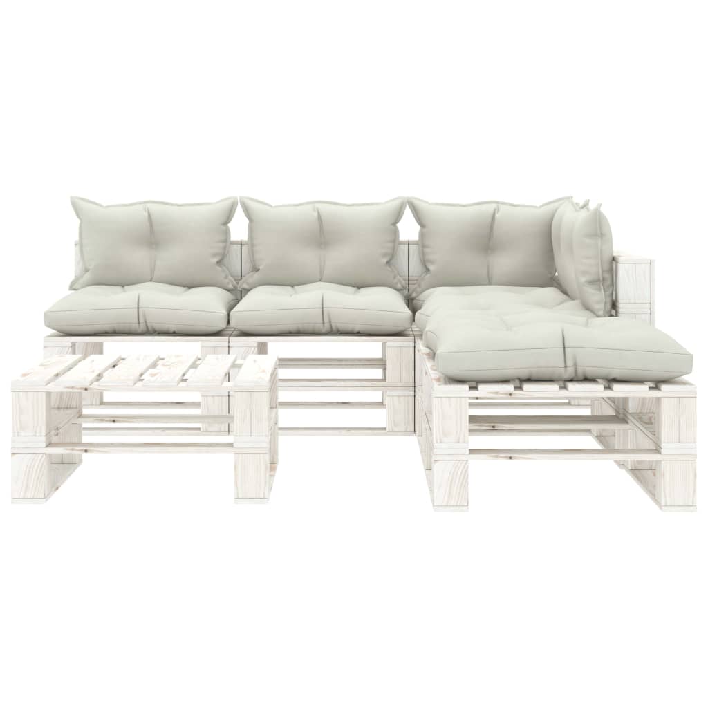 6-delige Loungeset pallet hout wit