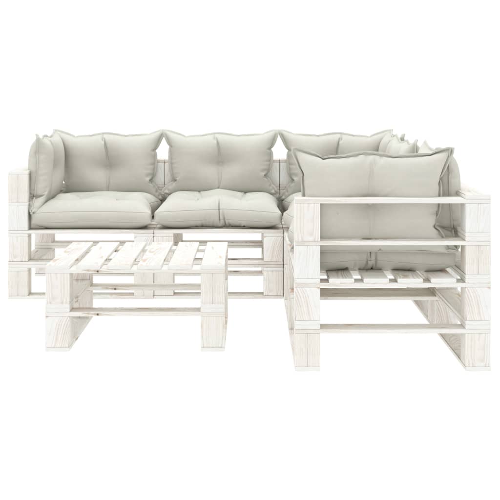 6-delige Loungeset met antracietkleurige kussens pallet hout