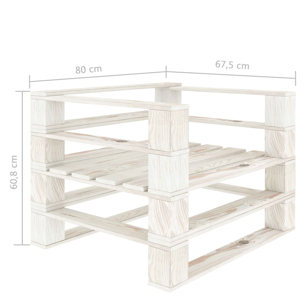 Banc de jardin avec coussins couleur crème, bois de palette