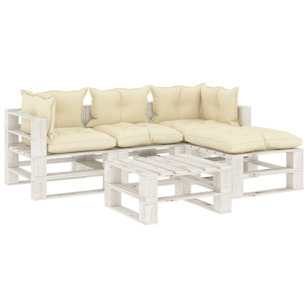 5-delige Loungeset pallet hout wit