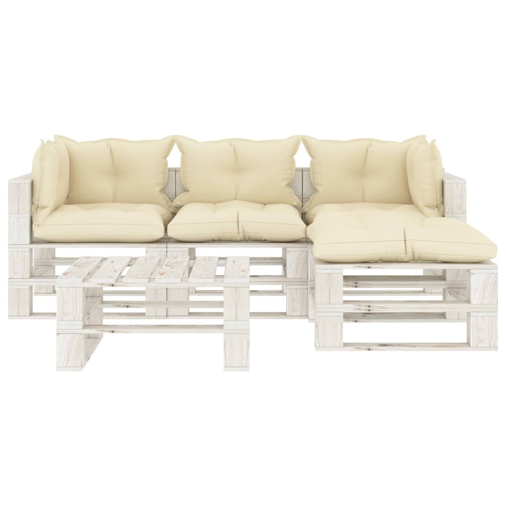 5-delige Loungeset pallet hout wit