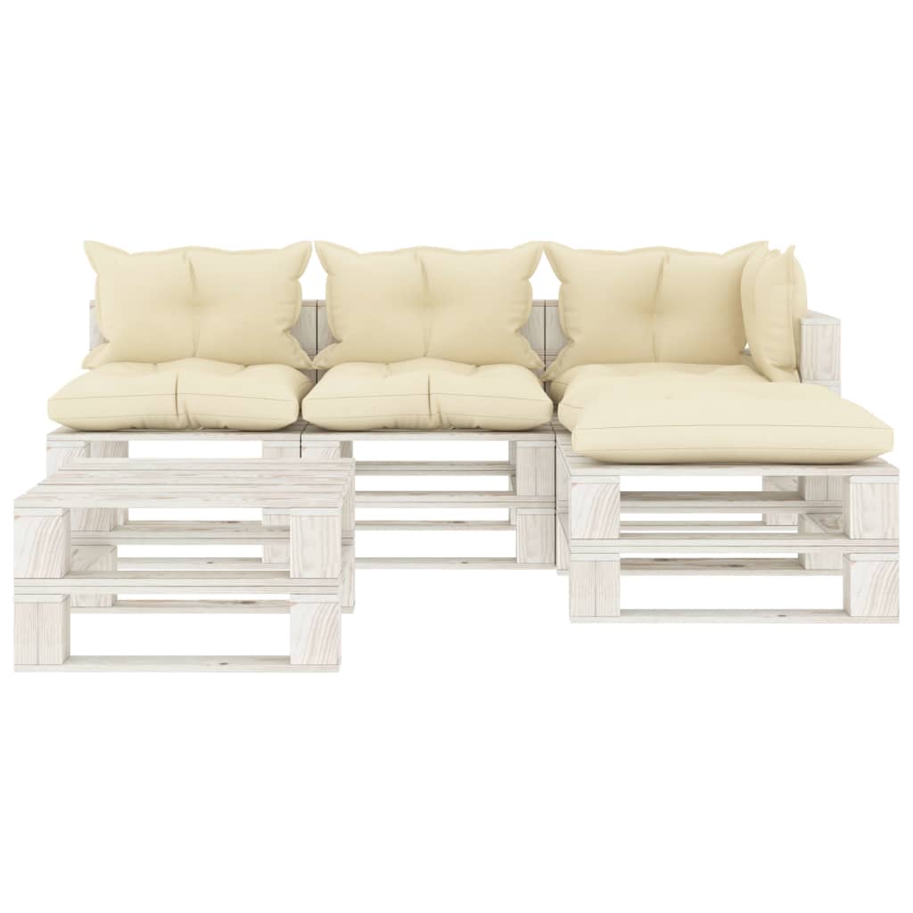 5-delige Loungeset pallet hout wit