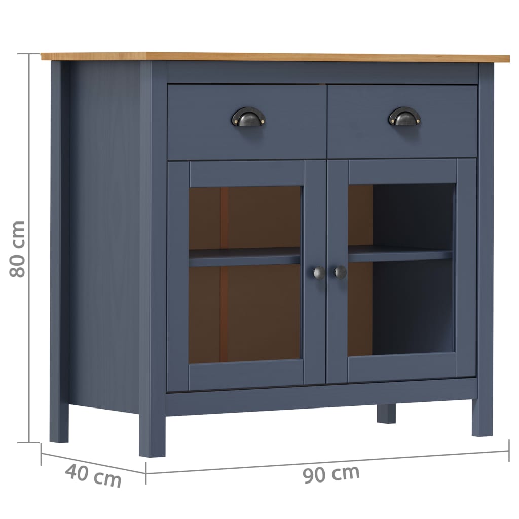 Dressoir Hill Range 90x40x80 cm massief grenenhout grijs