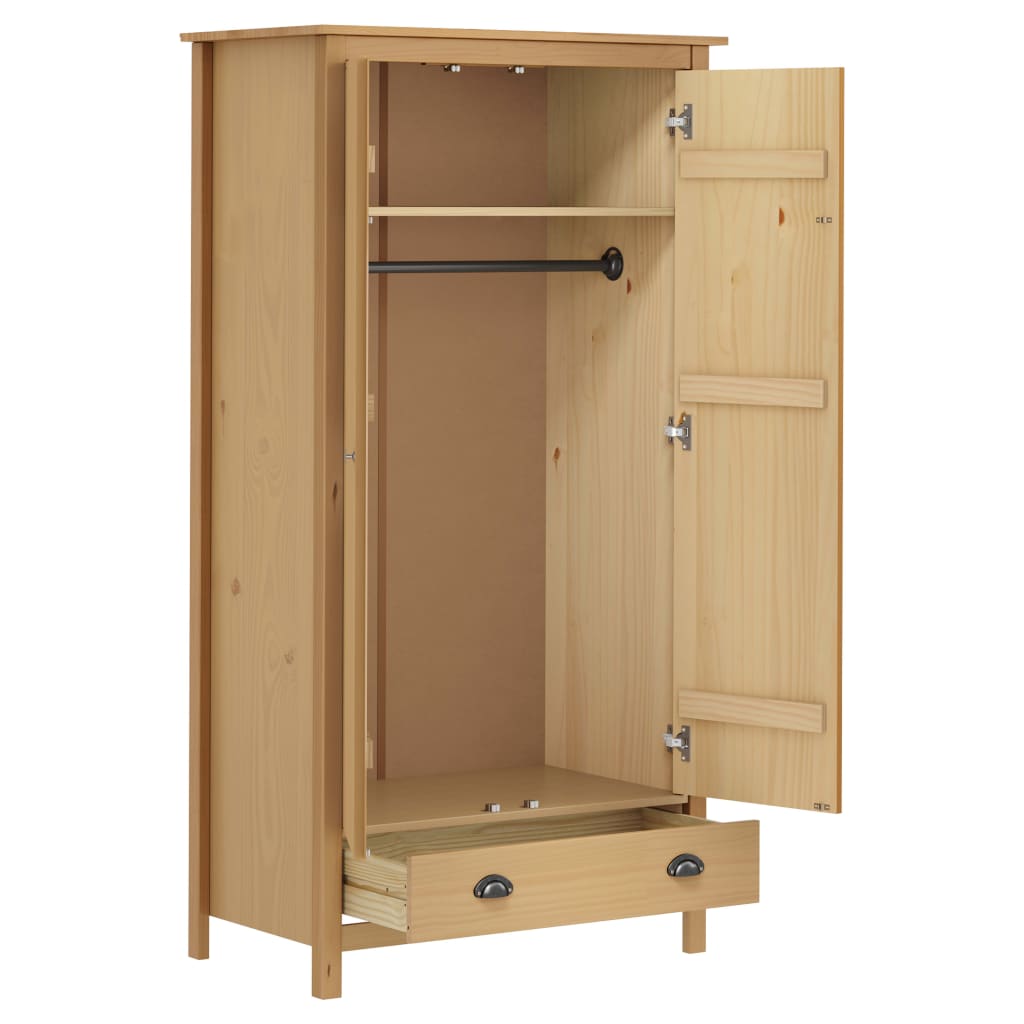 Armoire Hill 2 portes 89x50x170 cm bois de pin massif