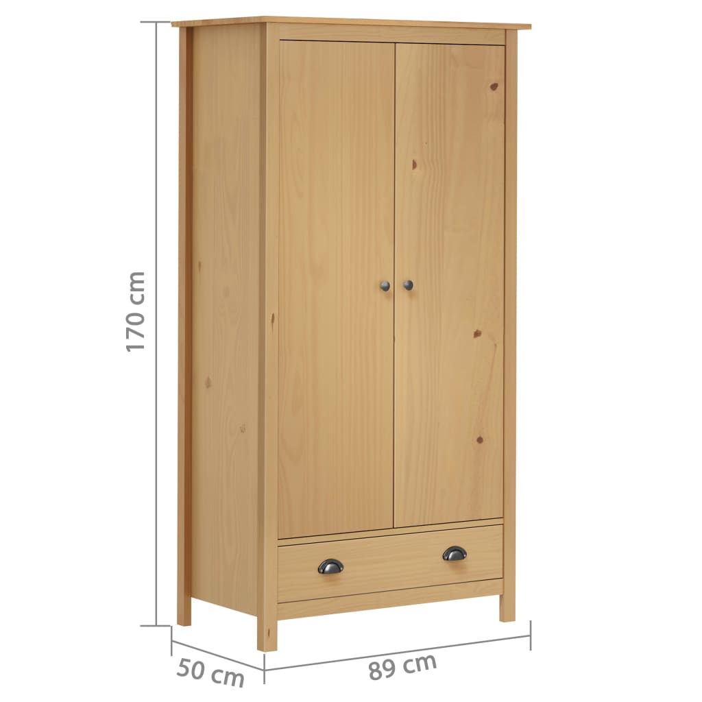 Armoire Hill 2 portes 89x50x170 cm bois de pin massif