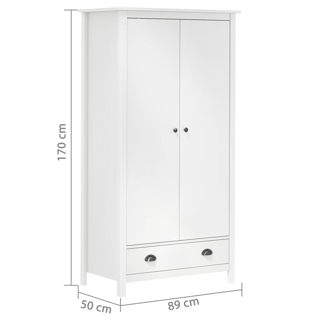 Armoire Hill 2 portes 89x50x170 cm bois de pin massif