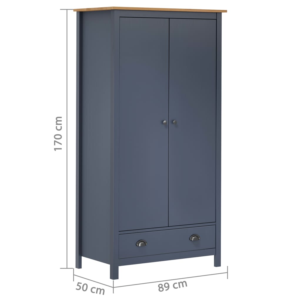 Armoire Hill 2 portes 89x50x170 cm bois de pin massif