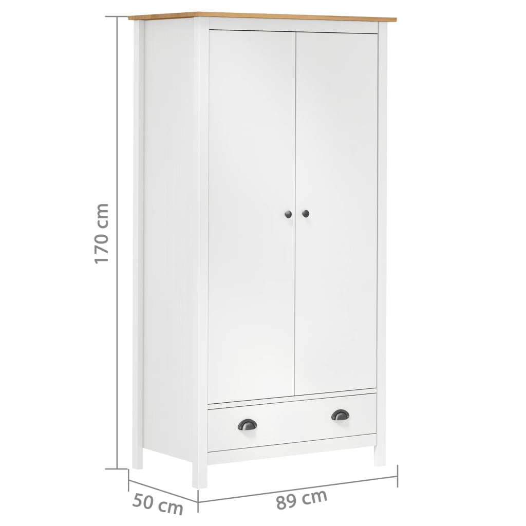 Armoire Hill 2 portes 89x50x170 cm bois de pin massif