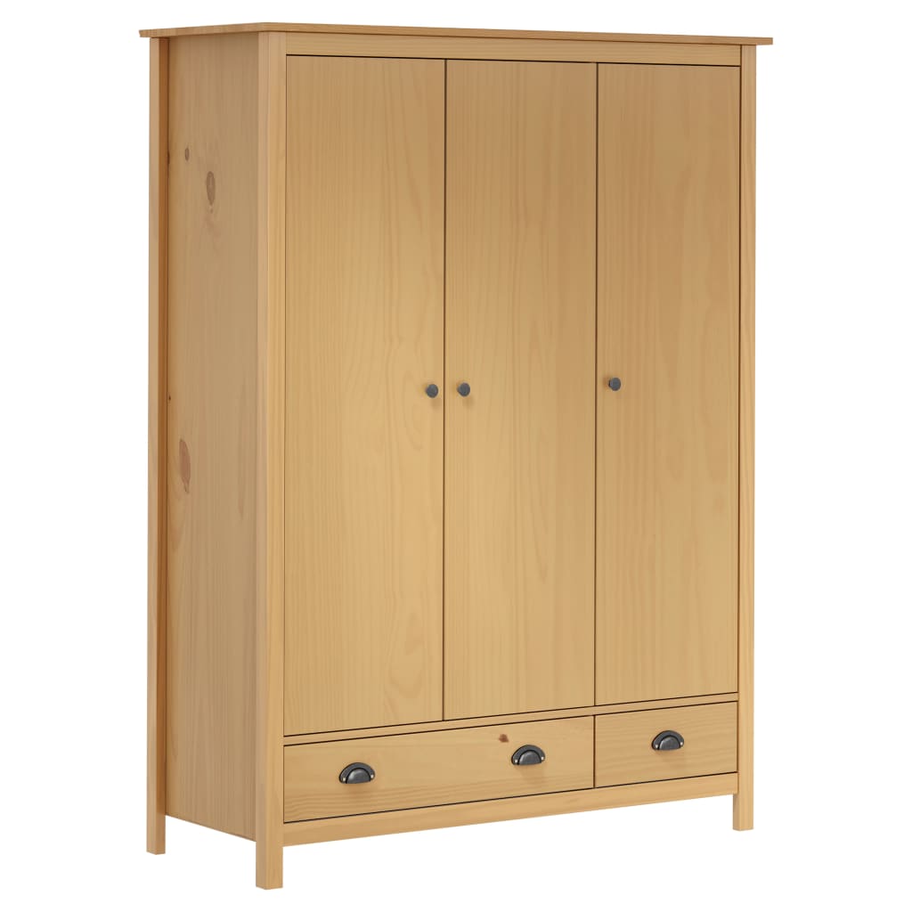 Armoire Hill 3 portes 127x50x170 cm bois de pin