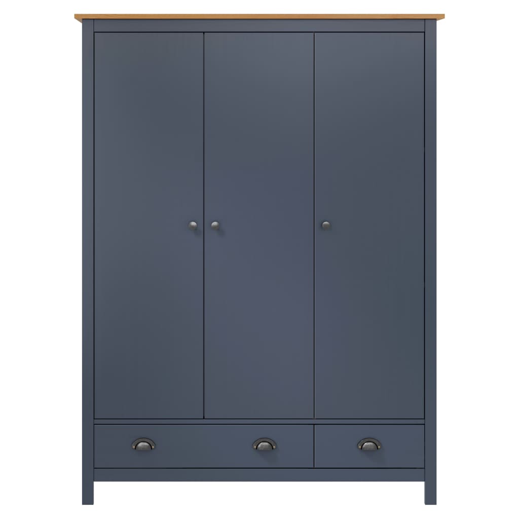 Armoire Hill 3 portes 127x50x170 cm bois de pin