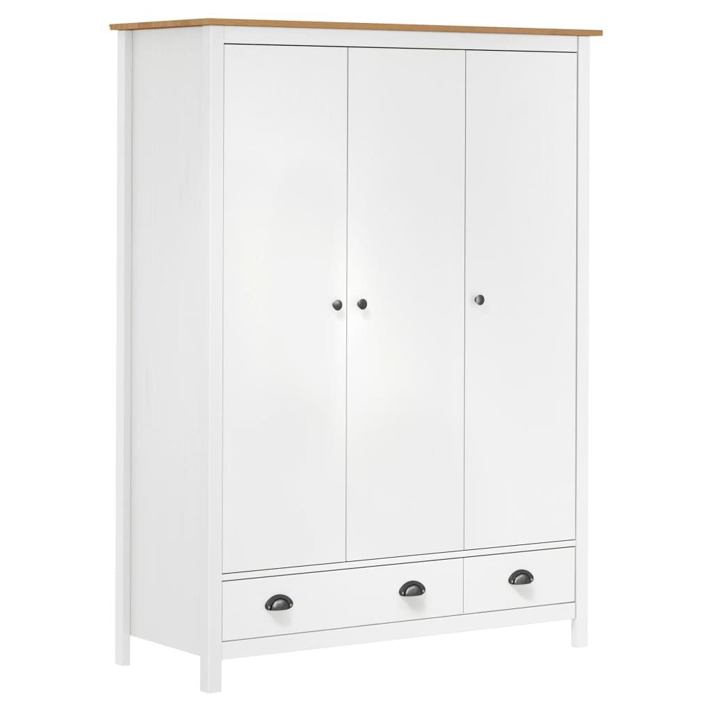 Armoire Hill 3 portes 127x50x170 cm bois de pin