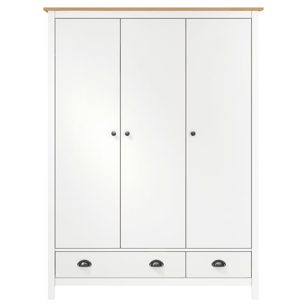 Armoire Hill 3 portes 127x50x170 cm bois de pin