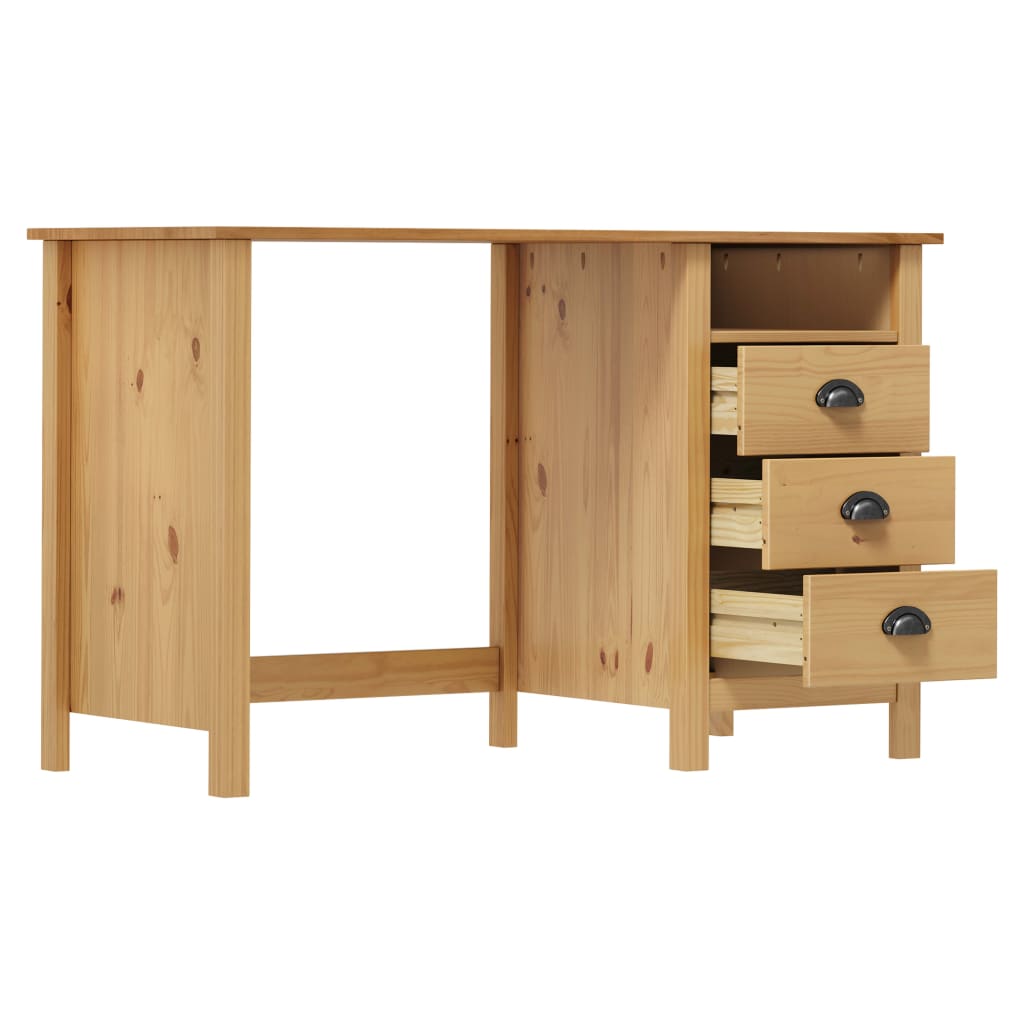 Bureau Hill 3 lades 120x50x74 cm massief grenenhout