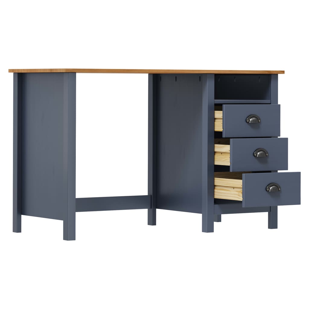 Bureau Hill 3 lades 120x50x74 cm massief grenenhout