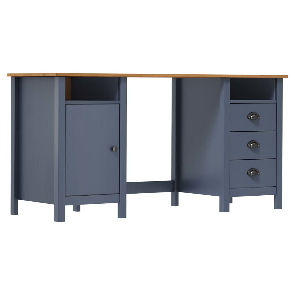 Bureau Hill 150x50x74 cm massief grenenhout grijs