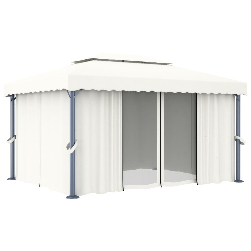 Gazebo avec rideau 3x3 m aluminium