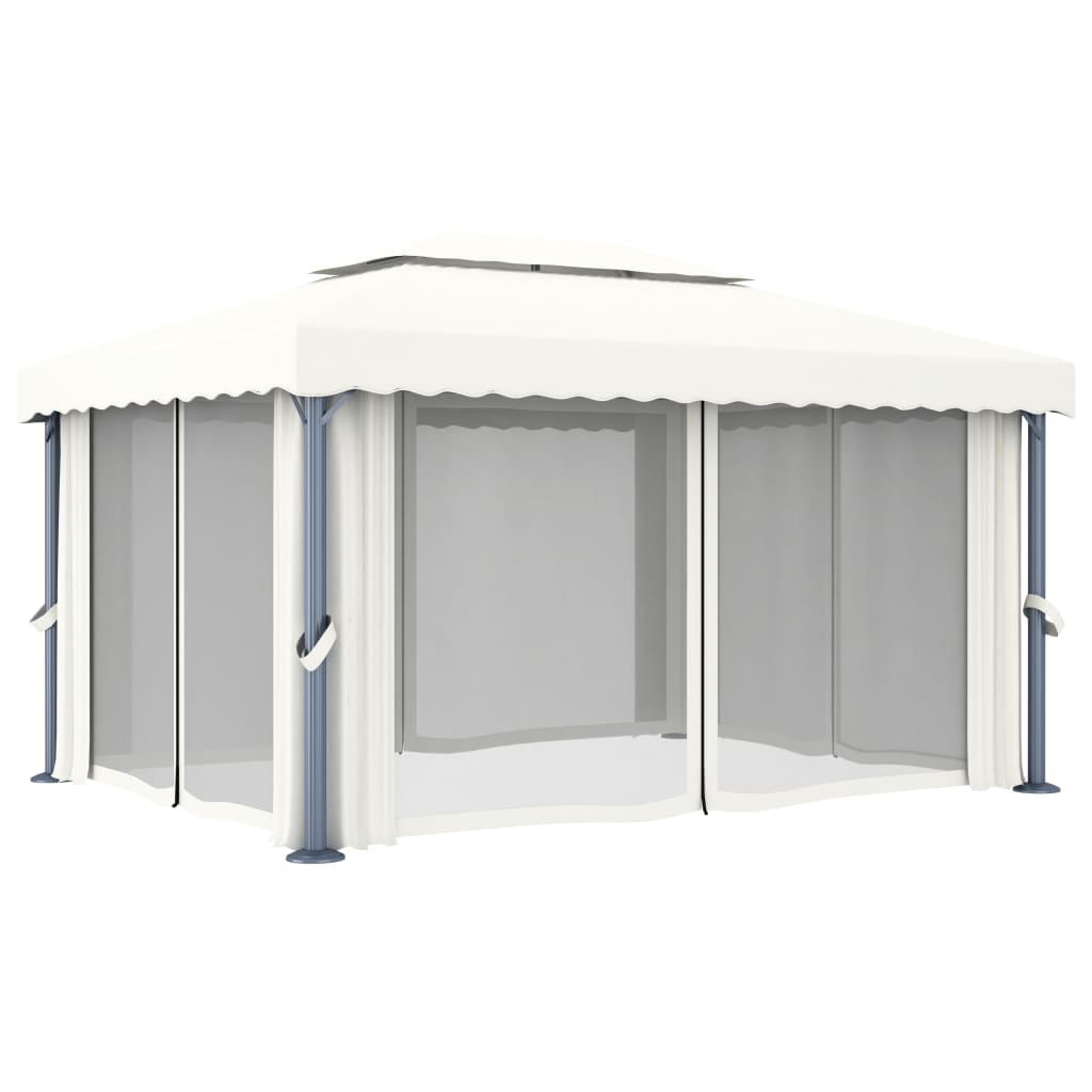 Gazebo avec rideau 3x3 m aluminium