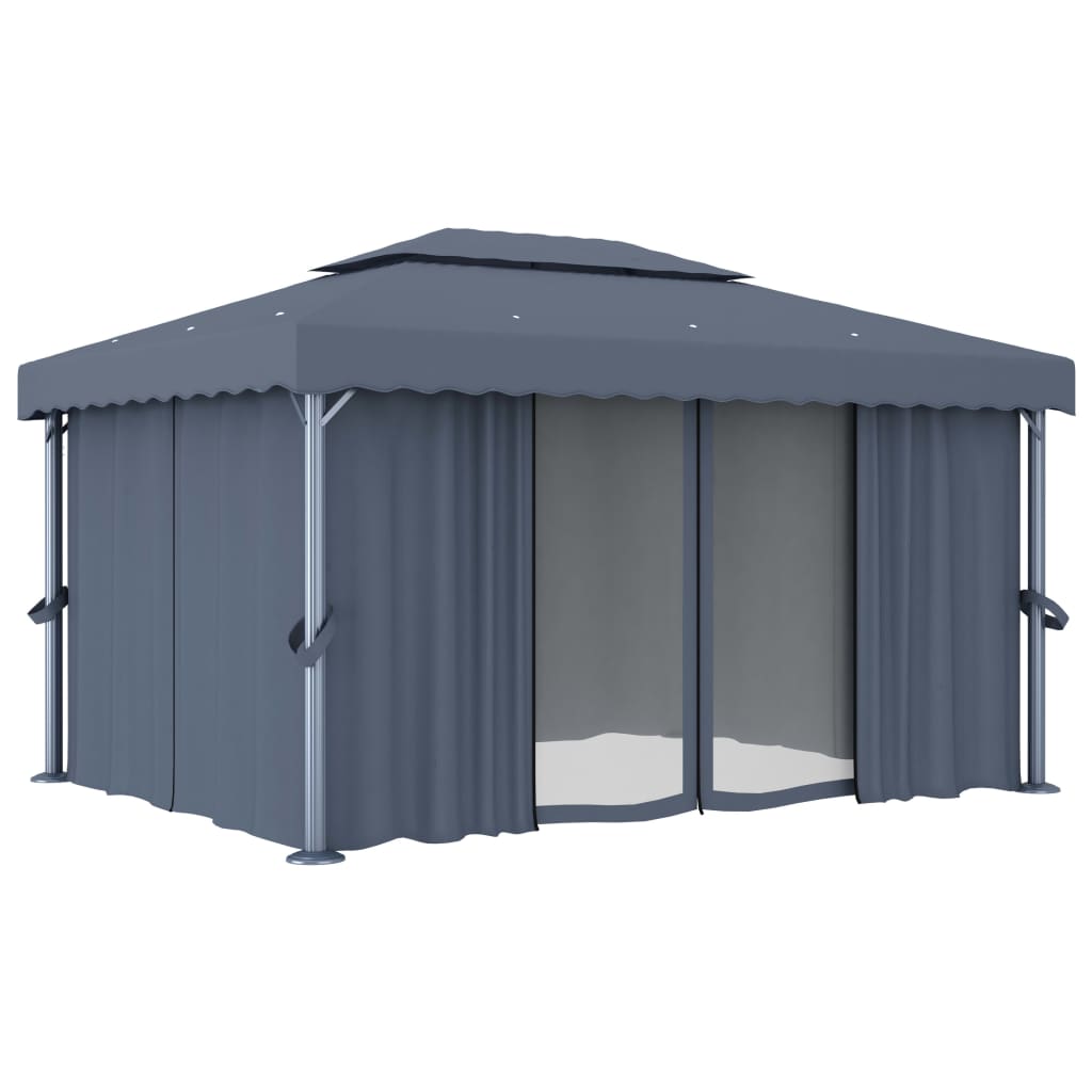 Gazebo avec rideau 3x3 m aluminium