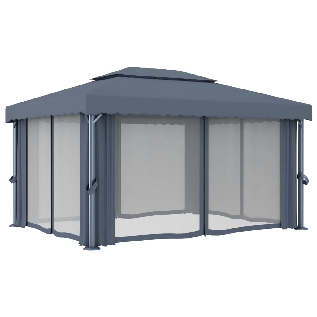 Gazebo avec rideau 3x3 m aluminium