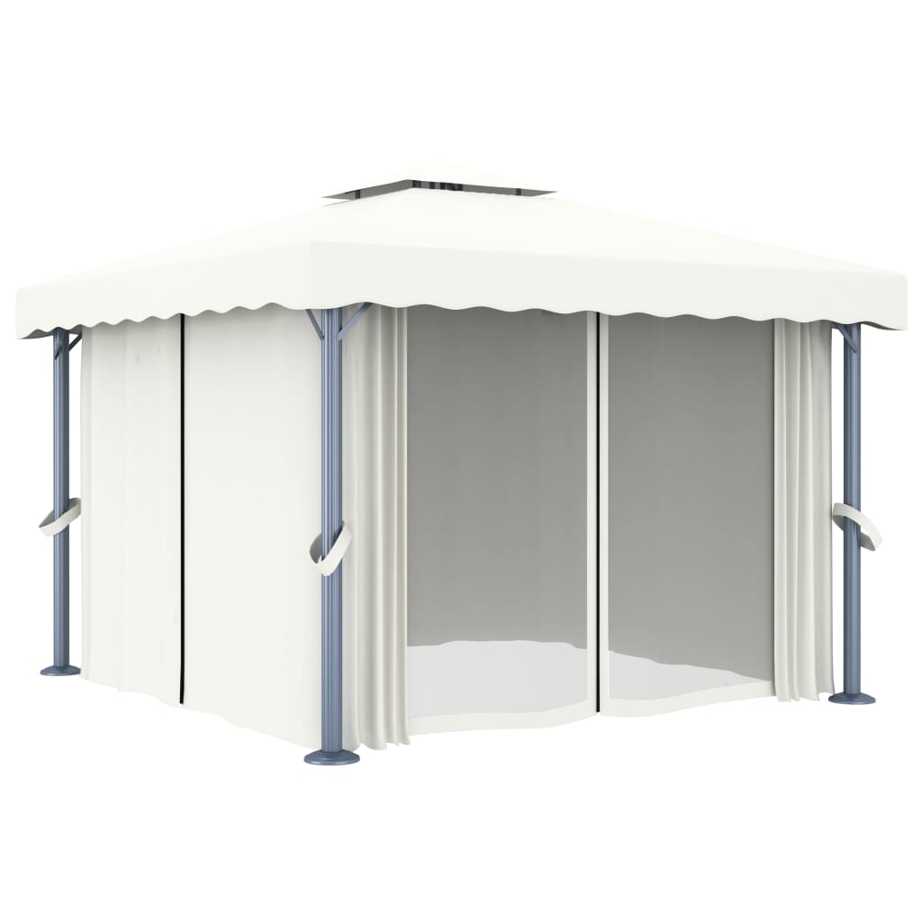 Gazebo avec rideau 3x3 m aluminium