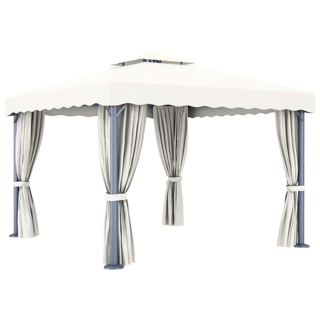 Gazebo avec rideau 3x3 m aluminium