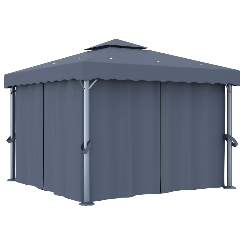 Gazebo avec rideau 3x3 m aluminium