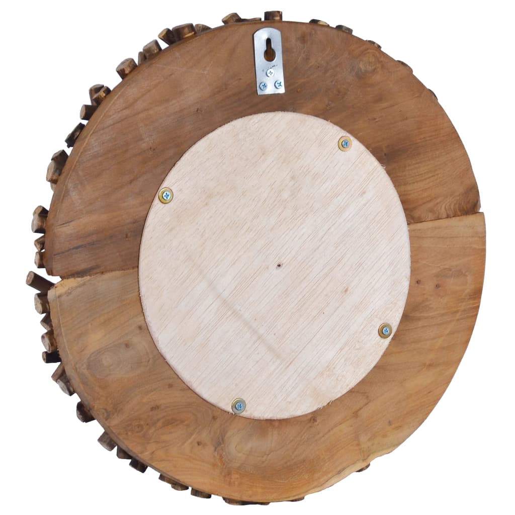 Wandspiegel rond 40 cm teakhout