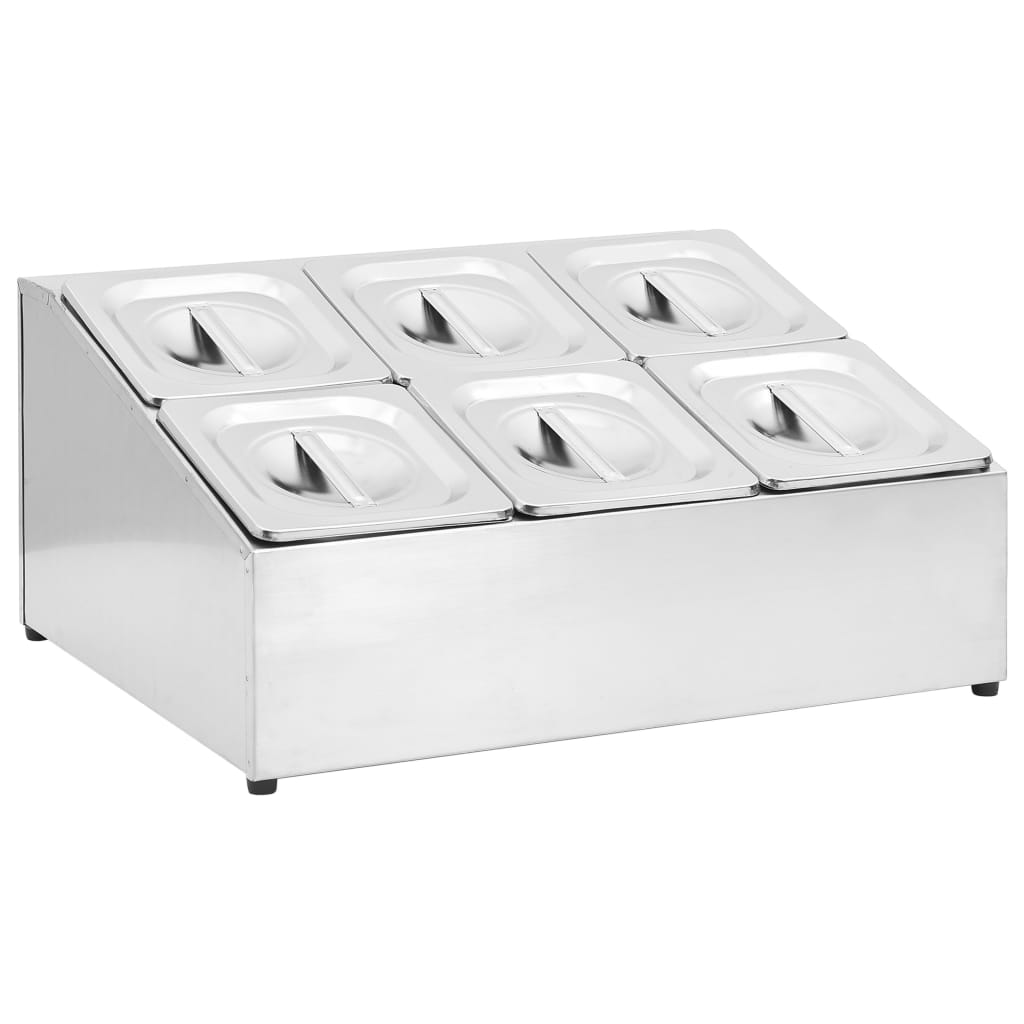 Support bac gastronorme avec 4 bacs GN 1/6 inox