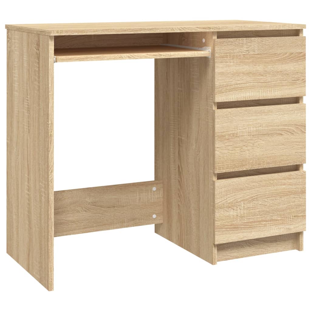 Bureau 90x45x76 cm bewerkt hout eikenkleurig